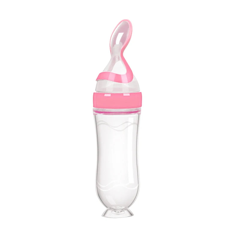 Baby Silicone Feeding Bottle with Spoon – Safe, Practical & Fun 🍌🍼
