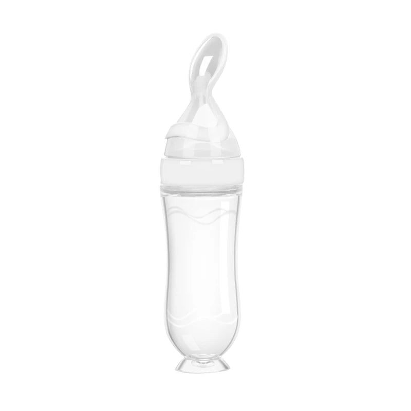 Baby Silicone Feeding Bottle with Spoon – Safe, Practical & Fun 🍌🍼