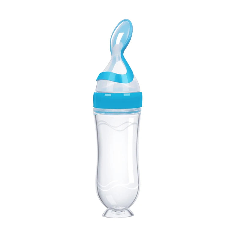 Baby Silicone Feeding Bottle with Spoon – Safe, Practical & Fun 🍌🍼