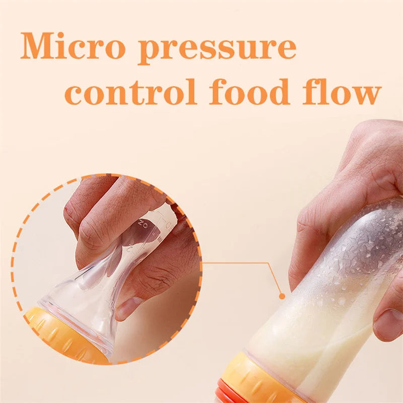 Baby Silicone Feeding Bottle with Spoon – Safe, Practical & Fun 🍌🍼