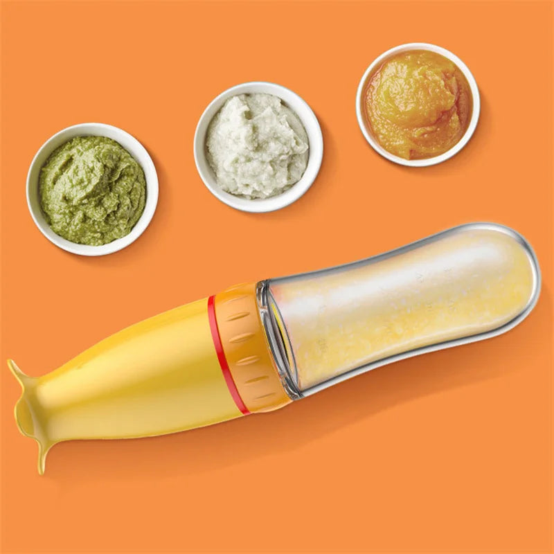 Baby Silicone Feeding Bottle with Spoon – Safe, Practical & Fun 🍌🍼