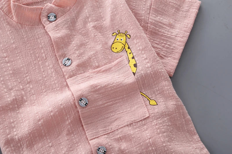 Giraffe Shirt & Denim Shorts Set β Smart & Playful Style for Little Explorers π¦ππ