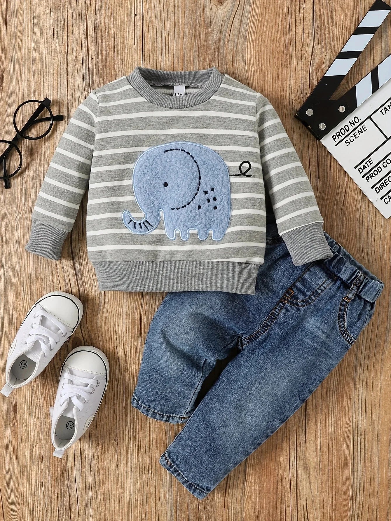 Baby Elephant Outfit Set – Soft, Stretchy & Everyday Ready 🐘👖
