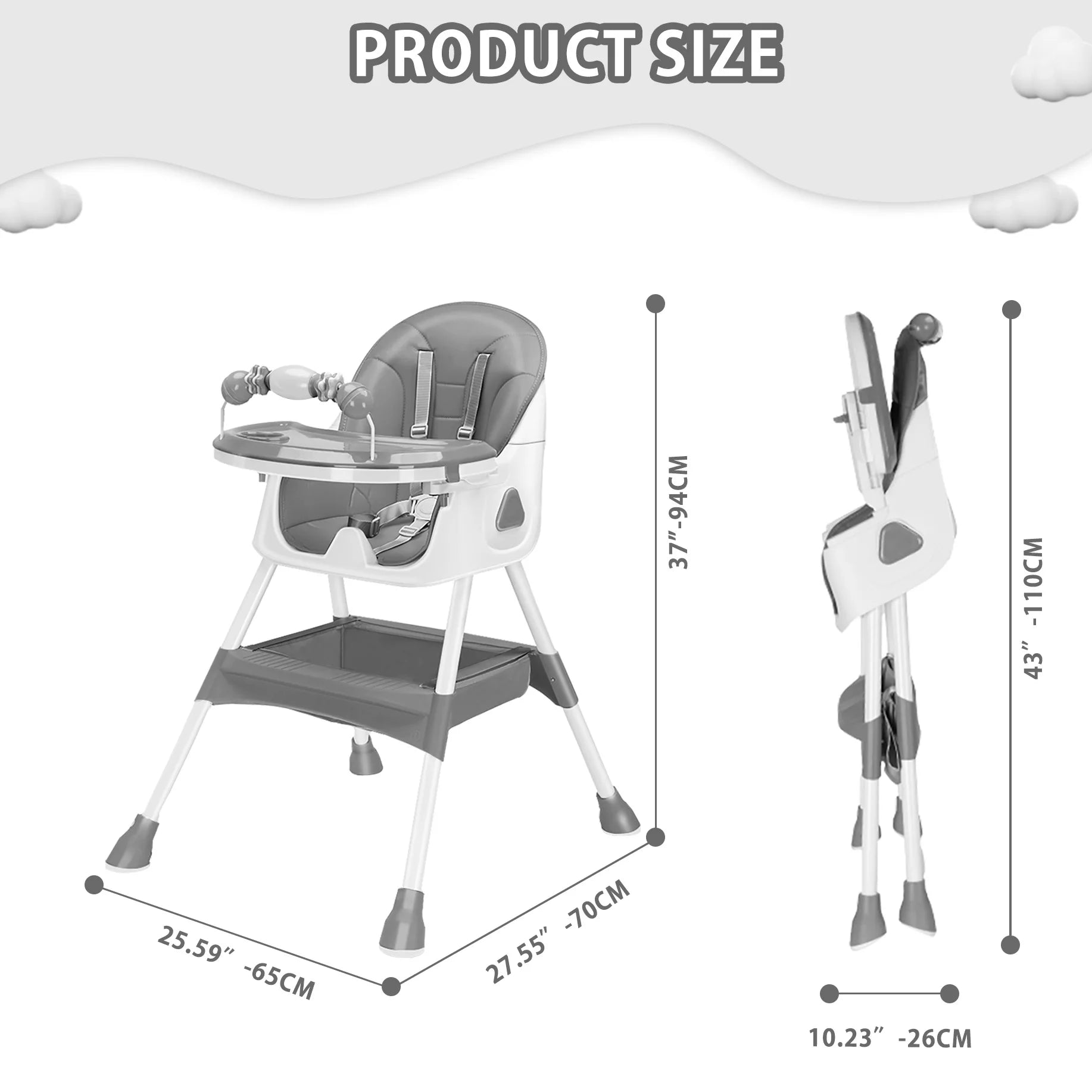 Foldable Baby High Chair – Adjustable, Safe & Space-Saving Design 🪑👶