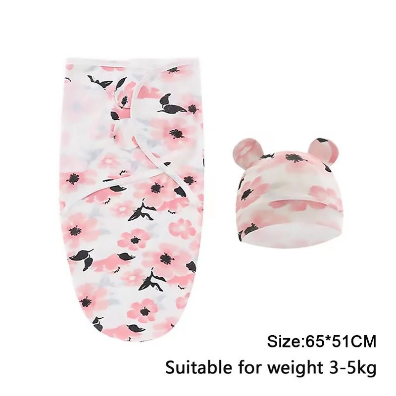 Newborn Swaddle Wrap with Hat – Soft, Secure & Gentle on Skin 🐣🛏️