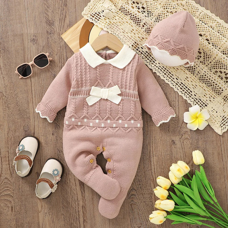 Knitted Baby Romper – Elegant, Cosy & Delicately Detailed 🎀