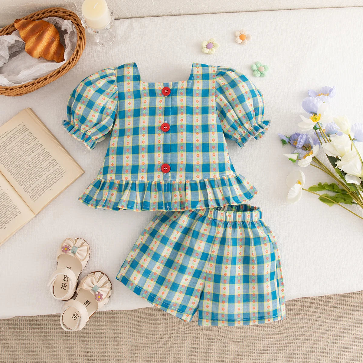 Gingham Button Top & Shorts Set – Playful, Light & Retro-Cute 🍒🌼