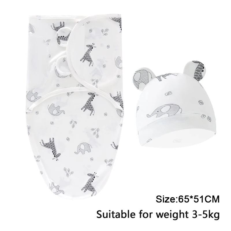 Newborn Swaddle Wrap with Hat – Soft, Secure & Gentle on Skin 🐣🛏️