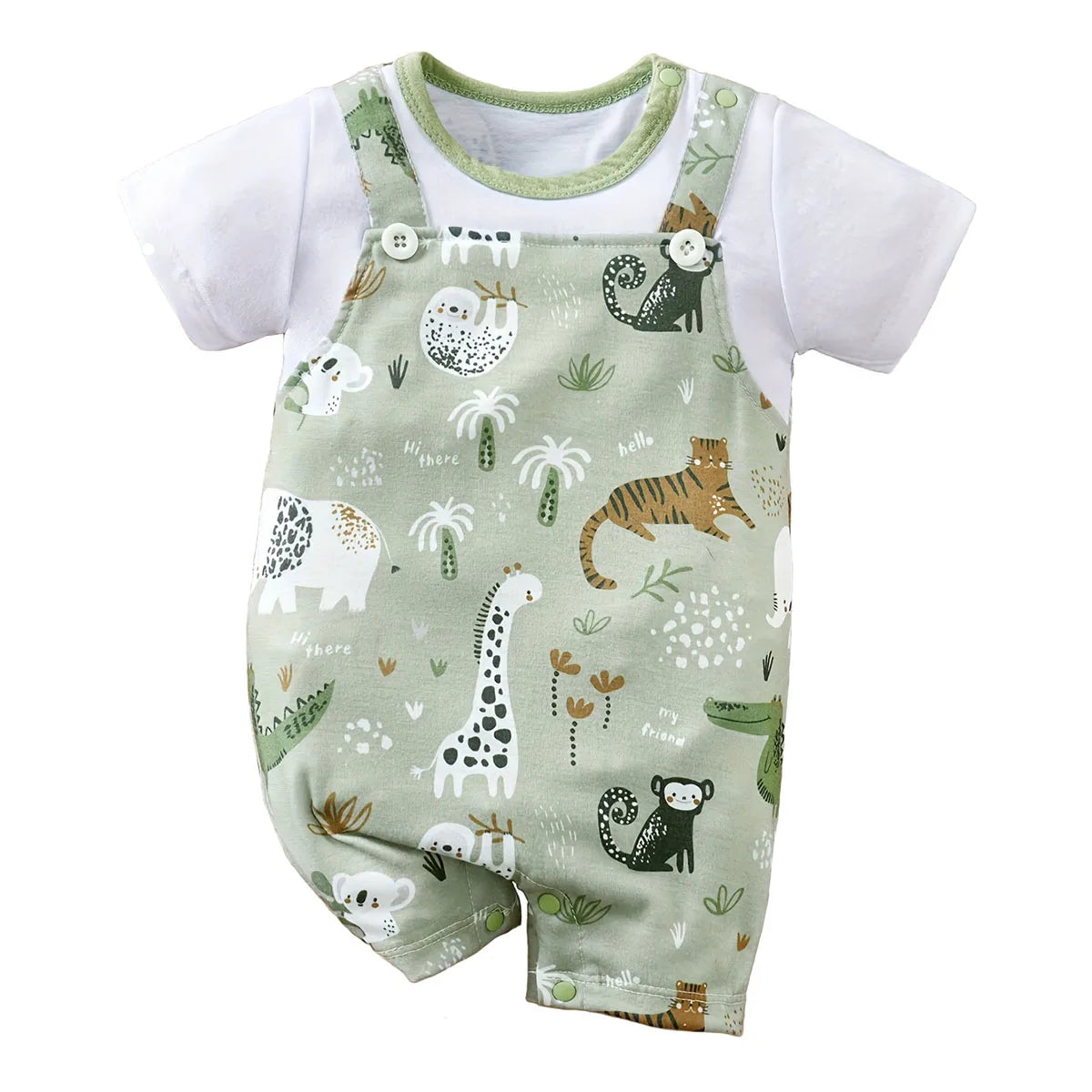 Jungle Safari Baby Romper – Wildly Cute, Comfy & Adventure-Ready 🐘🦒