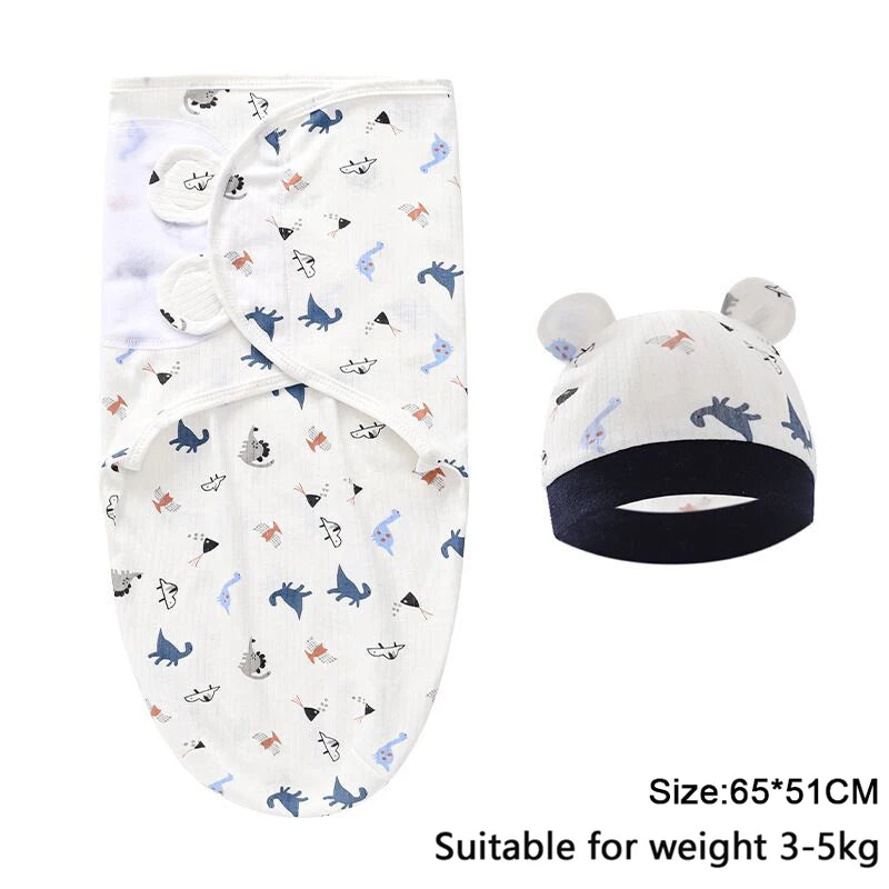 Newborn Swaddle Wrap with Hat – Soft, Secure & Gentle on Skin 🐣🛏️