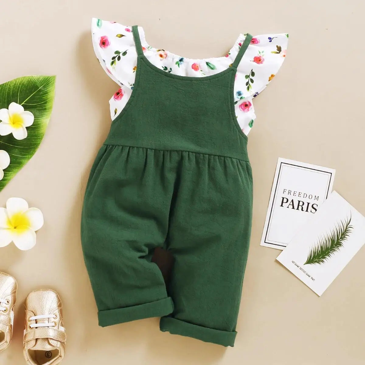 Floral Crop & Dungaree Set – Stylish, Fresh & Made for Play 🌸🌿