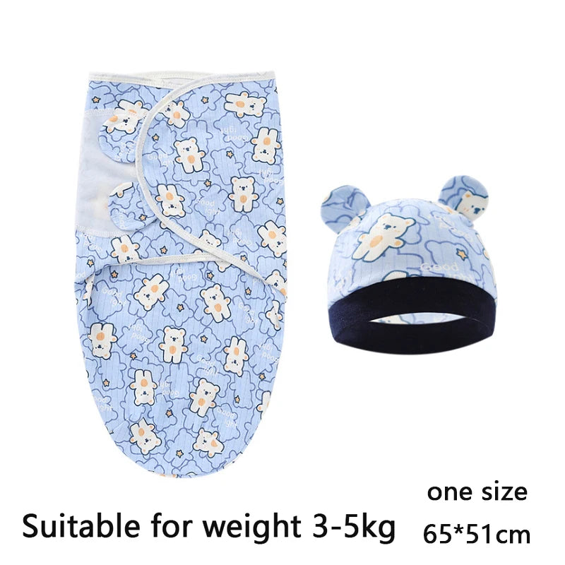 Newborn Swaddle Wrap with Hat – Soft, Secure & Gentle on Skin 🐣🛏️