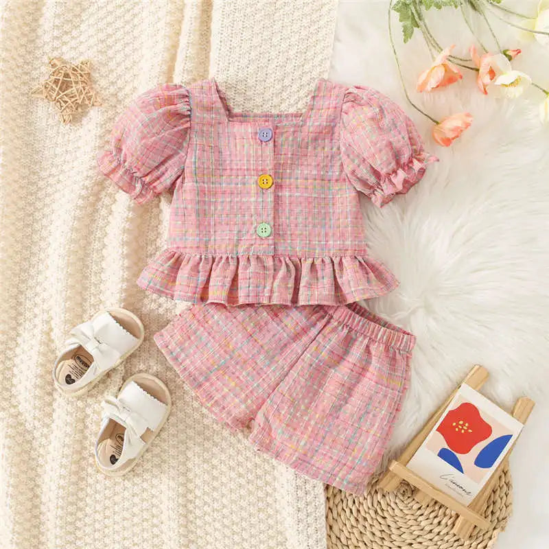 Gingham Button Top & Shorts Set – Playful, Light & Retro-Cute 🍒🌼