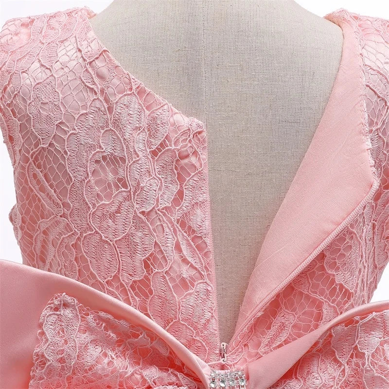 Elegant Baby Girl Party Dress – Lace, Bow & Charm ✨🎀