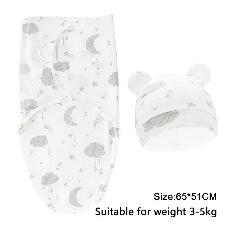 Newborn Swaddle Wrap with Hat – Soft, Secure & Gentle on Skin 🐣🛏️