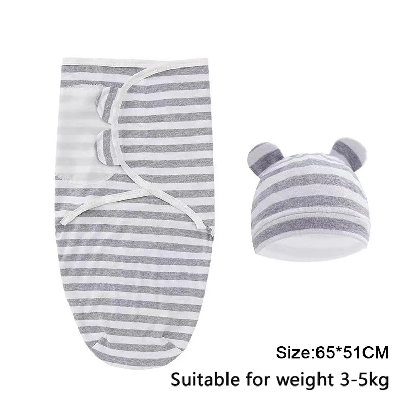 Newborn Swaddle Wrap with Hat – Soft, Secure & Gentle on Skin 🐣🛏️