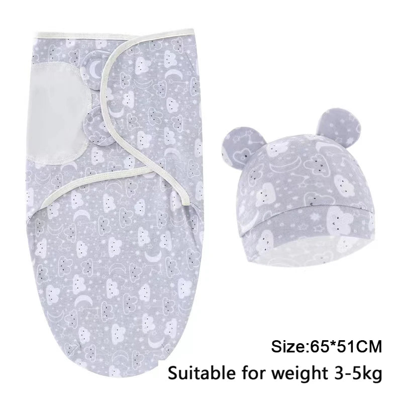 Newborn Swaddle Wrap with Hat – Soft, Secure & Gentle on Skin 🐣🛏️