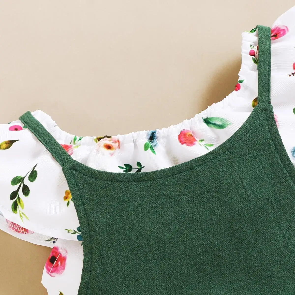 Floral Crop & Dungaree Set – Stylish, Fresh & Made for Play 🌸🌿