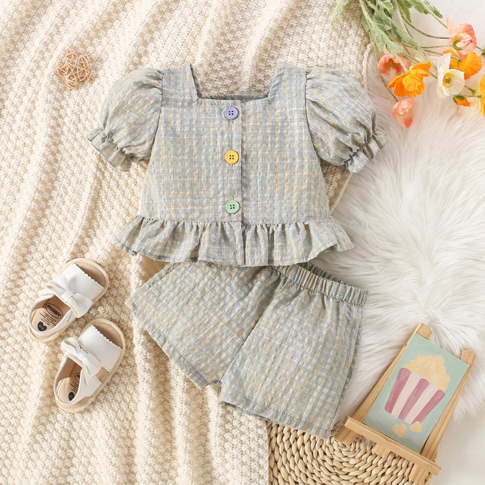 Gingham Button Top & Shorts Set – Playful, Light & Retro-Cute 🍒🌼