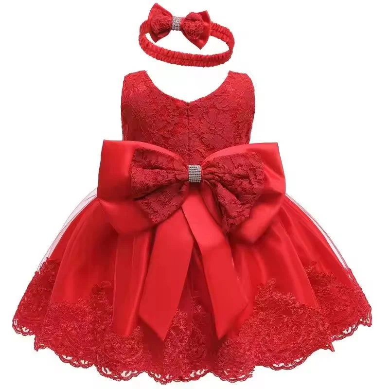 Elegant Baby Girl Party Dress – Lace, Bow & Charm ✨🎀