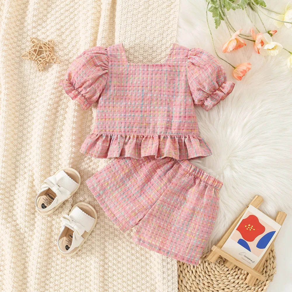 Gingham Button Top & Shorts Set – Playful, Light & Retro-Cute 🍒🌼
