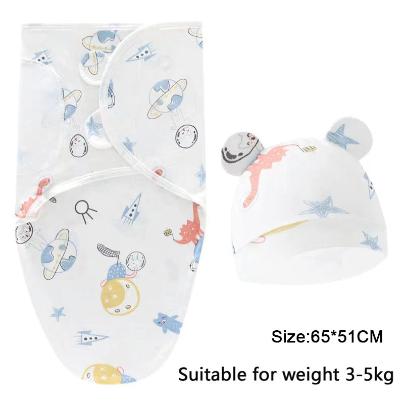 Newborn Swaddle Wrap with Hat – Soft, Secure & Gentle on Skin 🐣🛏️