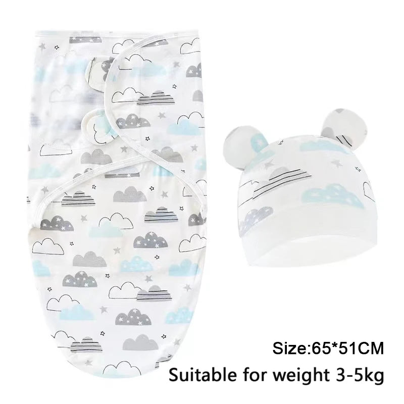 Newborn Swaddle Wrap with Hat – Soft, Secure & Gentle on Skin 🐣🛏️