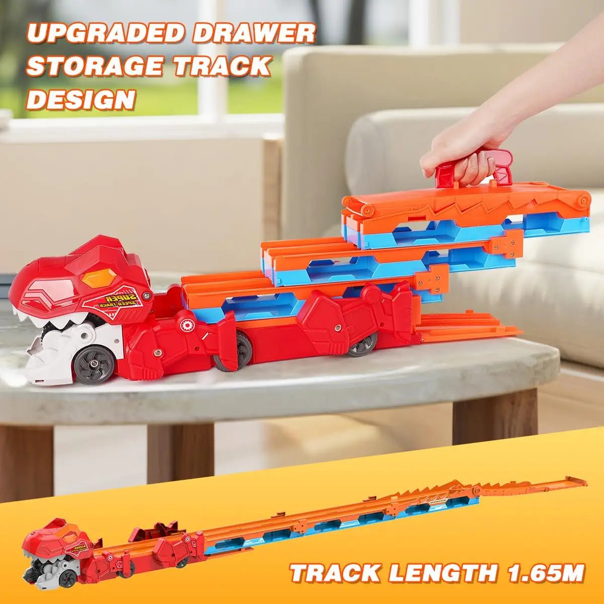 Dinosaur Transport Truck Playset – Lights, Sounds & Racing Action 🦖🚗✨