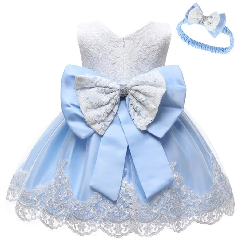 Elegant Baby Girl Party Dress – Lace, Bow & Charm ✨🎀