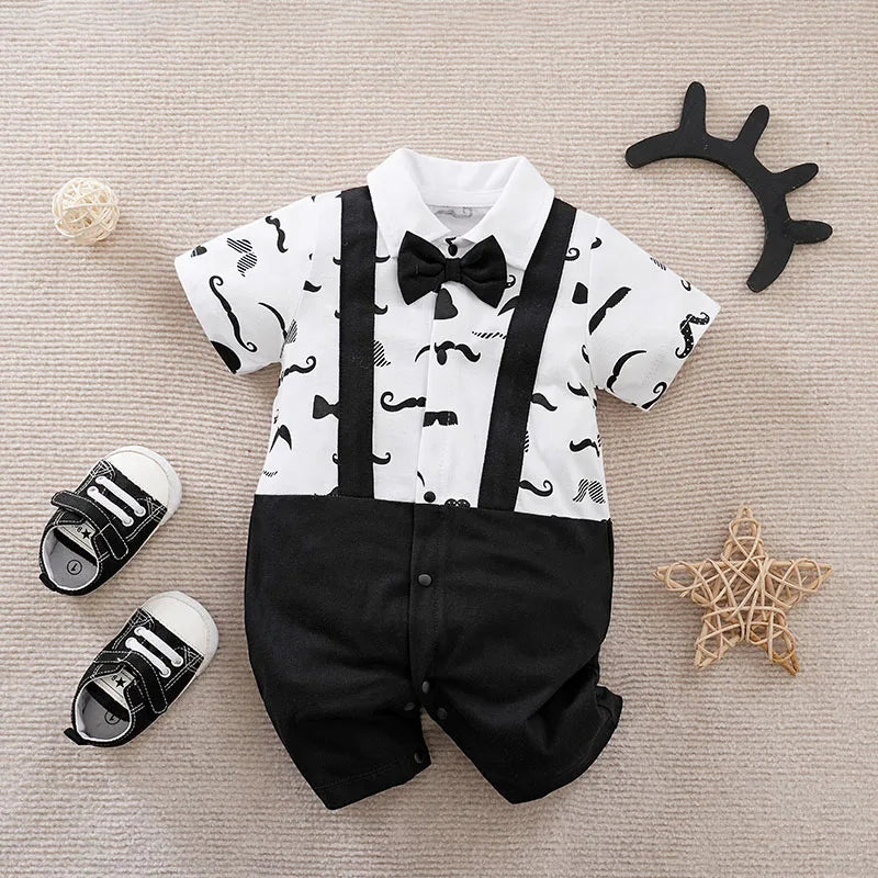 Little Gentleman Romper – Stylish, Soft, Smart & Easy to Wear 🎩🖤