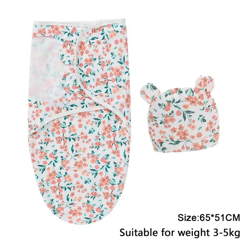 Newborn Swaddle Wrap with Hat – Soft, Secure & Gentle on Skin 🐣🛏️