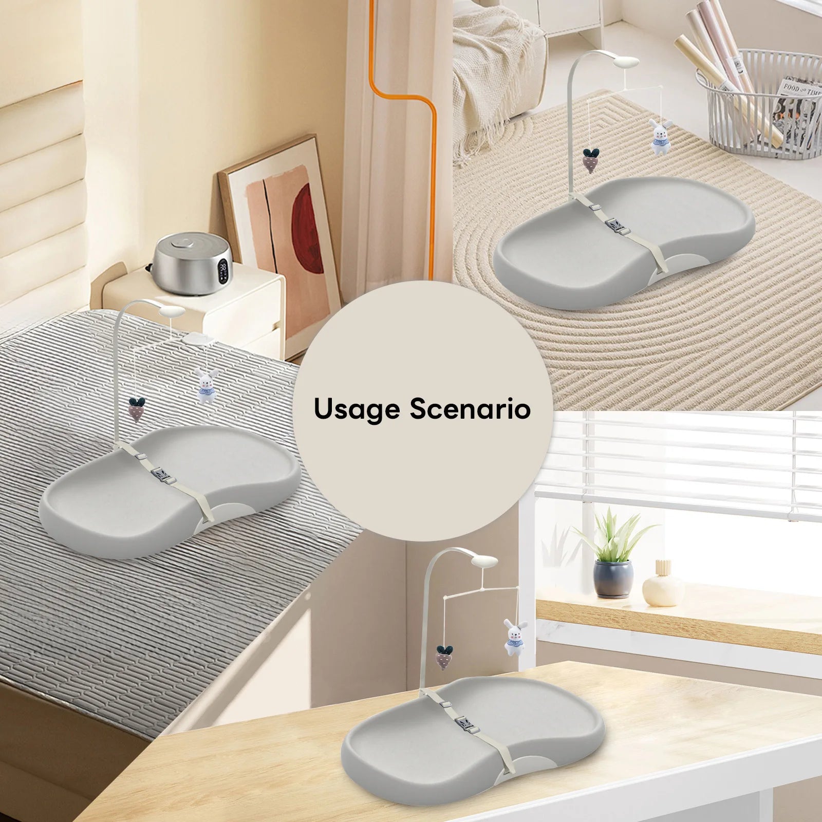 Baby Changing Pad with Safety Strap & Mobile – Practical, Safe & Comfortable 👶✨