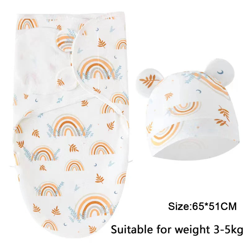 Newborn Swaddle Wrap with Hat – Soft, Secure & Gentle on Skin 🐣🛏️