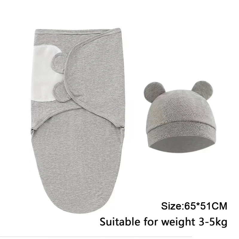 Newborn Swaddle Wrap with Hat – Soft, Secure & Gentle on Skin 🐣🛏️