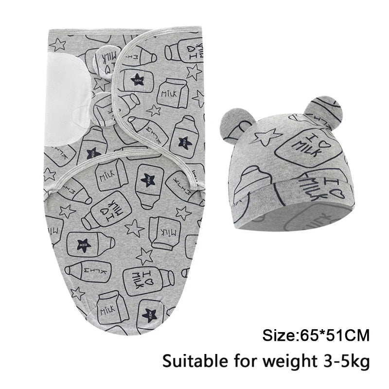 Newborn Swaddle Wrap with Hat – Soft, Secure & Gentle on Skin 🐣🛏️
