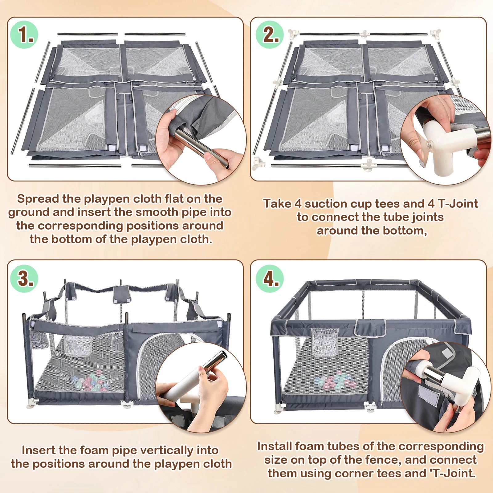 Baby Playpen with Mesh Walls & Zipped Door – Safe, Spacious & Fun 🍼✨