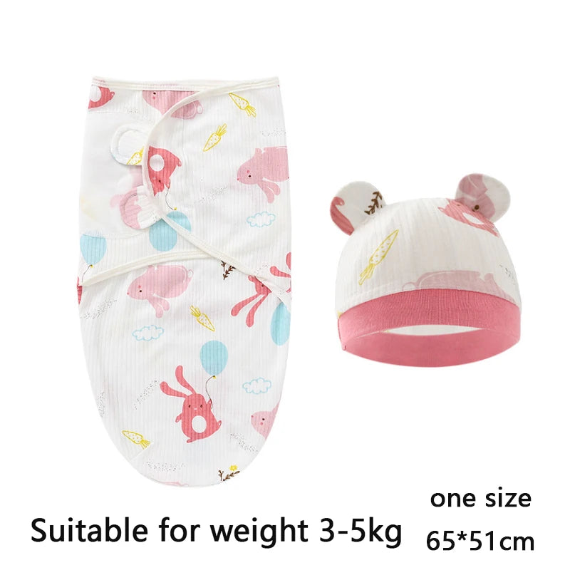 Newborn Swaddle Wrap with Hat – Soft, Secure & Gentle on Skin 🐣🛏️