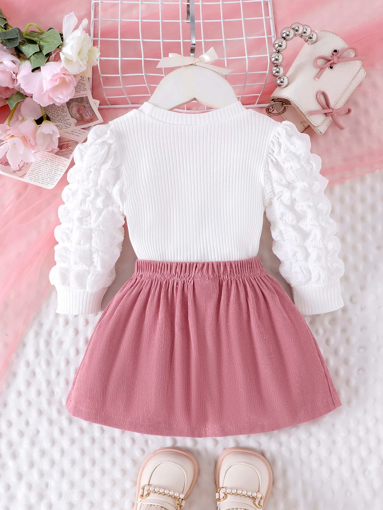 Puffy Heart Top & Bow Skirt Set – Sweet, Stylish & Full of Love 💗🎀