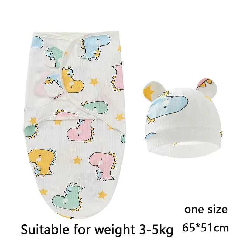 Newborn Swaddle Wrap with Hat – Soft, Secure & Gentle on Skin 🐣🛏️
