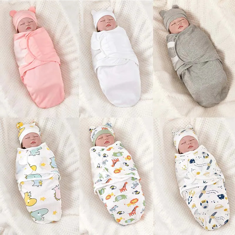 Newborn Swaddle Wrap with Hat – Soft, Secure & Gentle on Skin 🐣🛏️
