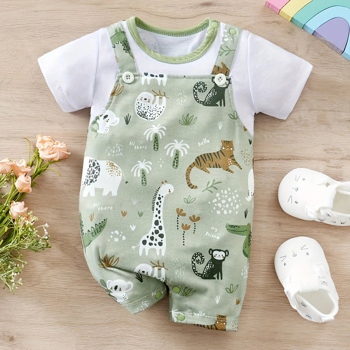 Jungle Safari Baby Romper – Wildly Cute, Comfy & Adventure-Ready 🐘🦒