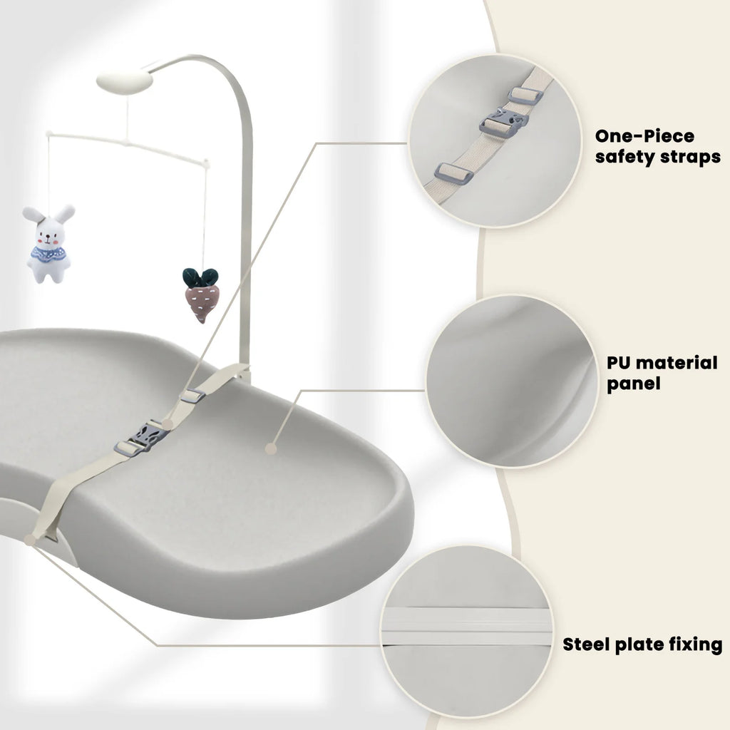 Baby Changing Pad with Safety Strap & Mobile – Practical, Safe & Comfortable 👶✨