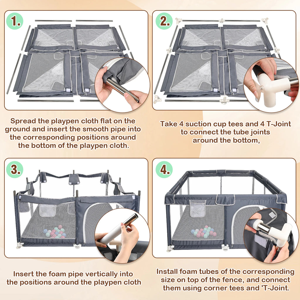 Baby Playpen with Mesh Walls & Zipped Door – Safe, Spacious & Fun 🍼✨